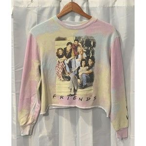 Friend's TV Show Women's Size XS Raw Hem Tie Dye Long Sleeve Cropped Shirt